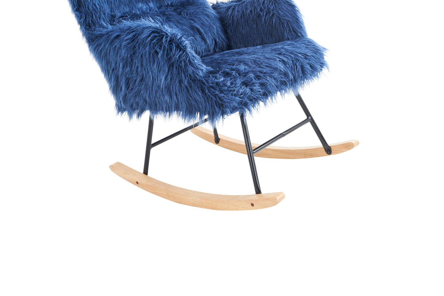 Rocking Chair Nursery, Solid Wood Legs Reading Chair with Lazy plush Upholstered and Waist Pillow, Nap Armchair for Living Rooms, Bedrooms, Offices, Best Gift,Blue