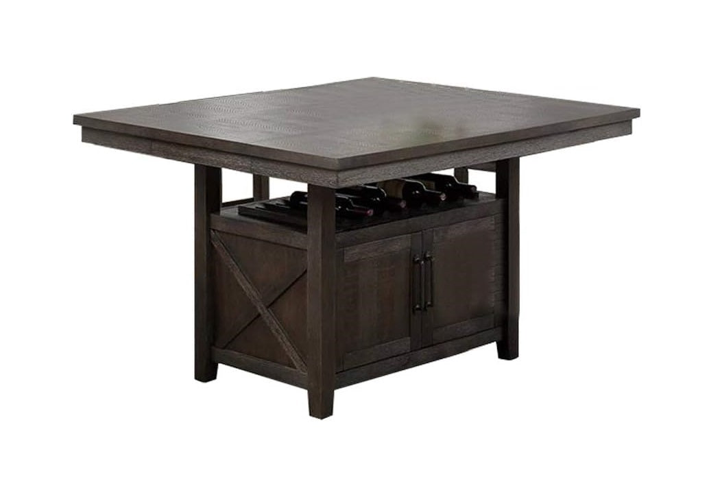 Dining Room Furniture Counter Height Dining Table w Butterfly Leaf Rustic Espresso Table w Storage Base 1pc Dining Table Only