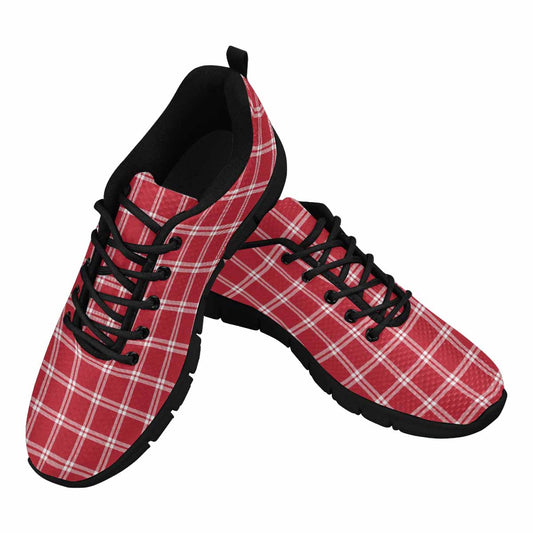 Sneakers For Men, Buffalo Plaid Red And White Running Shoes Dg864