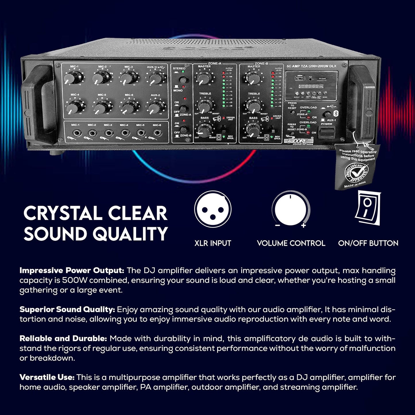 5 Core 4000W PA System Outdoor Indoor Commercial Industrial Grade