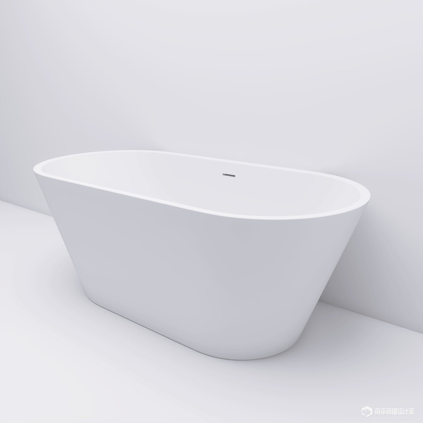 55" Acrylic Free Standing Tub - Classic Oval Shape Soaking Tub, Adjustable Freestanding Bathtub with Integrated Slotted Overflow and Chrome Pop-up Drain Anti-clogging Gloss White