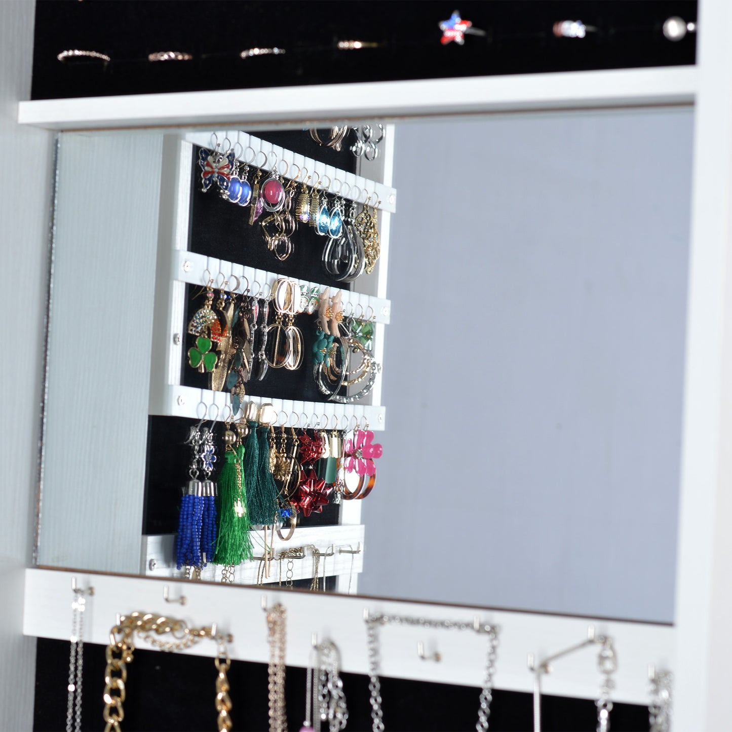 Full Length Mirror 360° Swivel Jewelry Cabinet