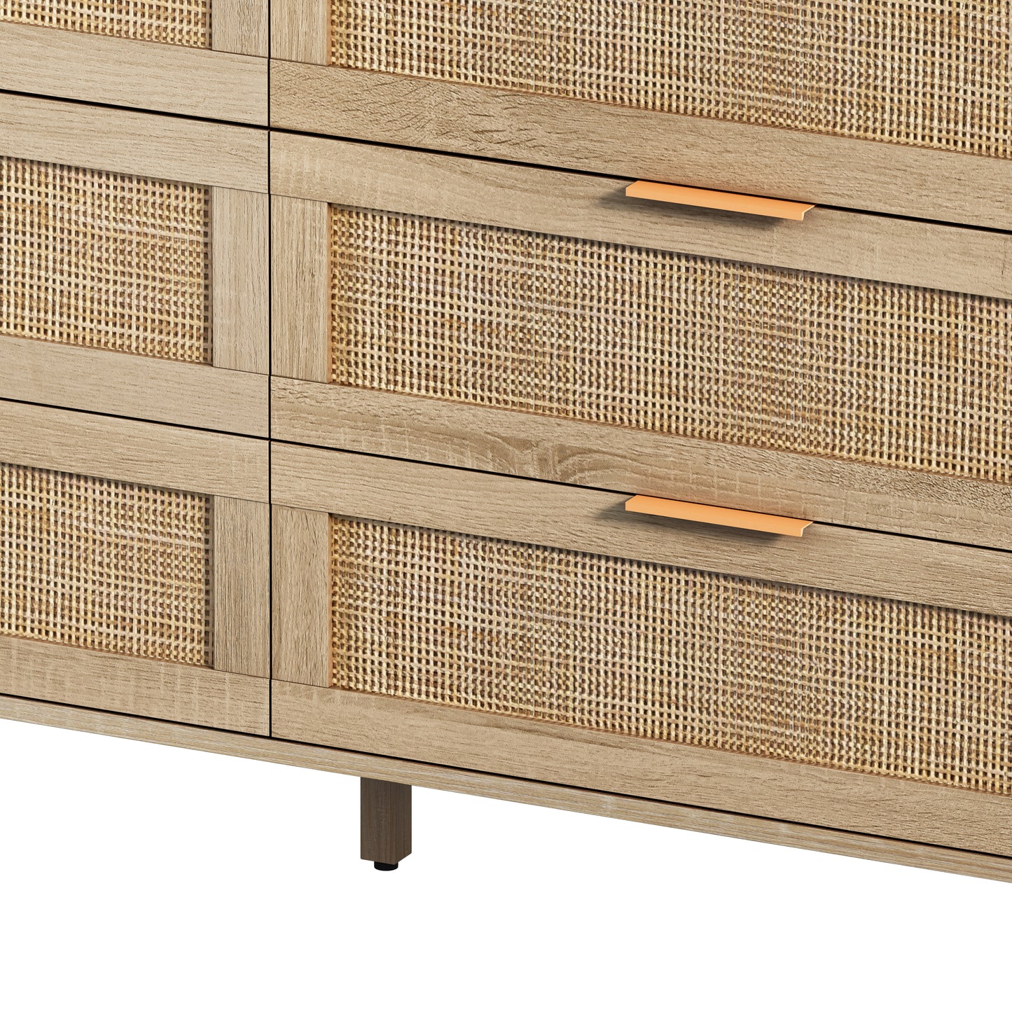 51.18"6-Drawers Rattan Storage Cabinet Rattan Drawer,for Bedroom,Living Room,Natural