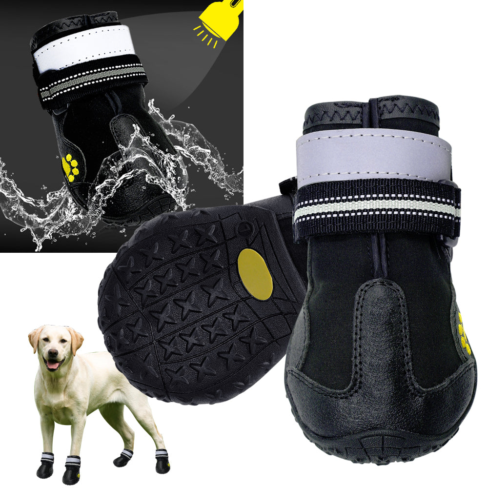 4pcs/set Pet Dog Shoes Reflective Waterproof Dog