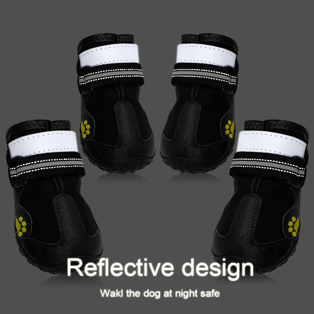 4pcs/set Pet Dog Shoes Reflective Waterproof Dog