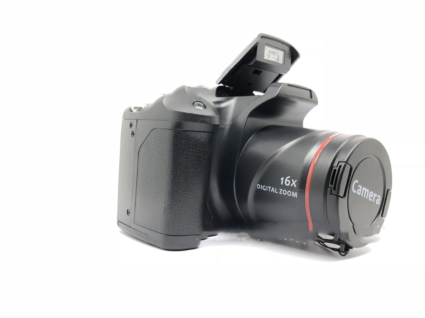 Digital camera with 16x digital zoom on a white background