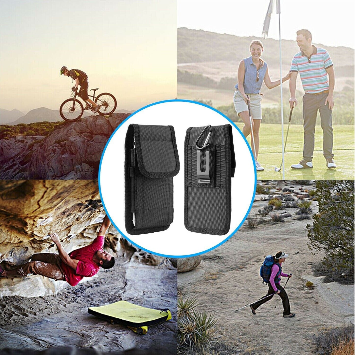 Vertical Cell Phone Holster Pouch Wallet Case With Belt Clip For