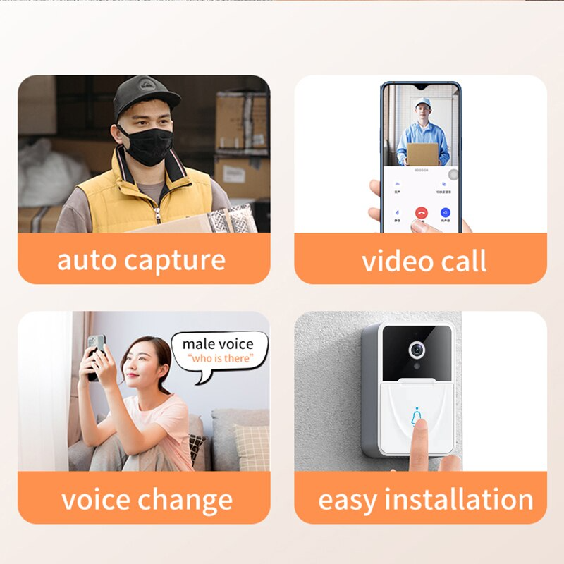 Wireless Security WiFi Smart Doorbell Intercom Video Camera Bell Chime