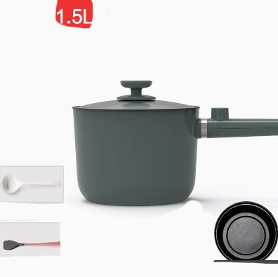 Gray saucepan with lid on a white background