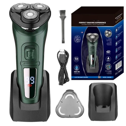 LCD Display IPX7 Waterproof Electric Shaver for Men Wet Dry Beard