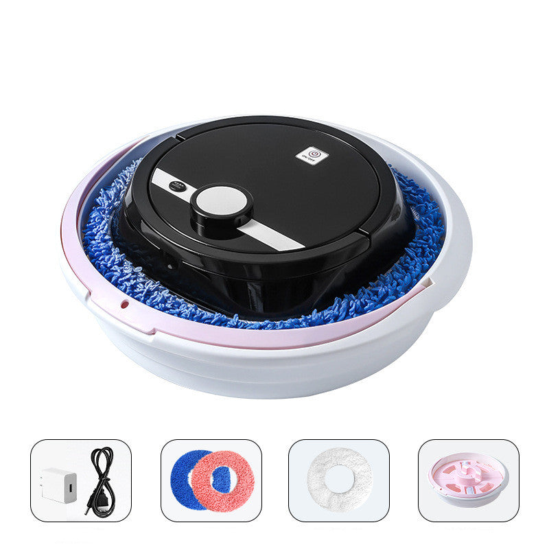 Robotic vacuum cleaner with attachments on a white background