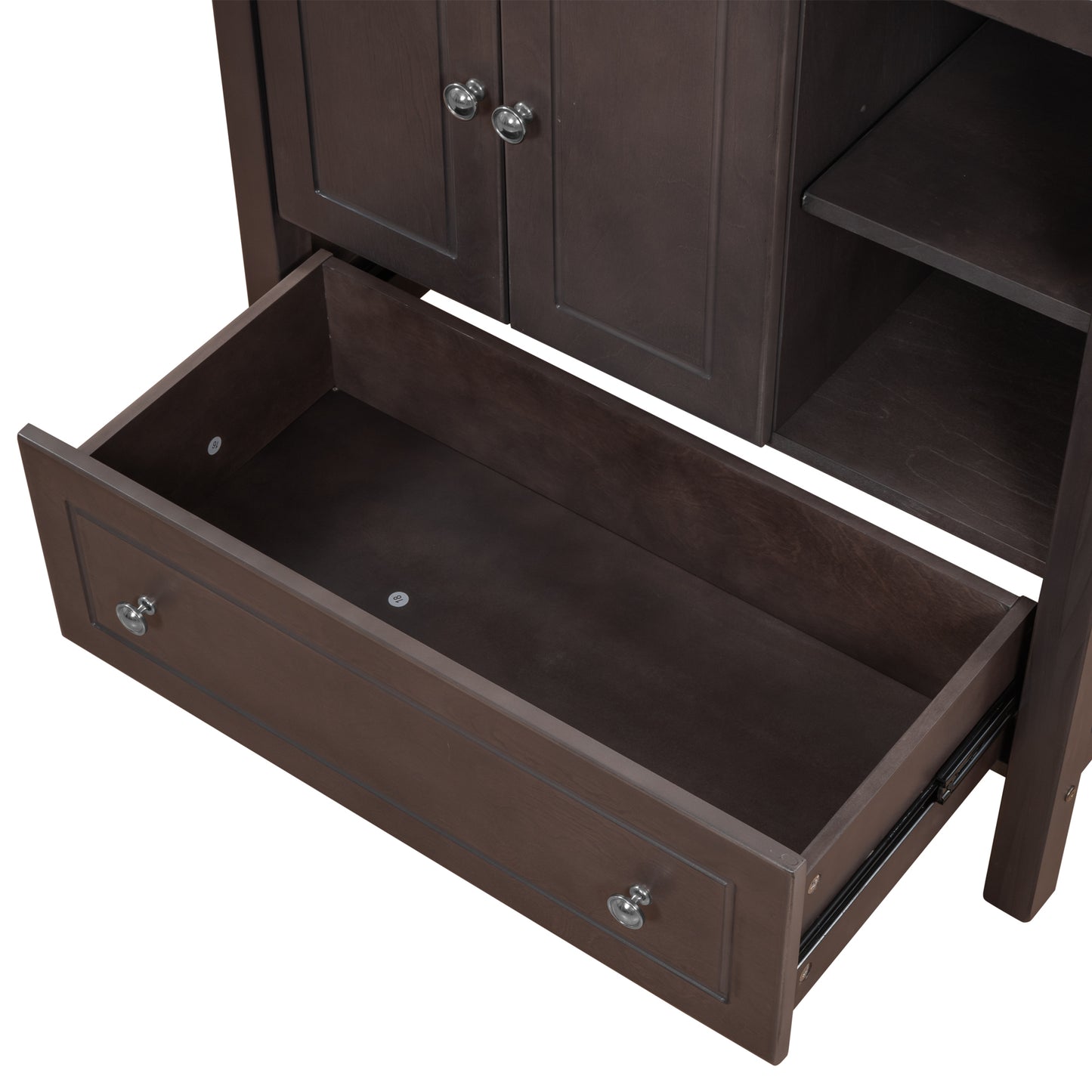 30" Bathroom Vanity Base Only, Solid Wood Frame, Bathroom Storage Cabinet with Doors and Drawers, Brown