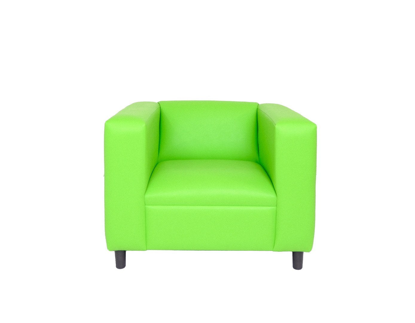 Green Faux Leather Sofa Chair, Modern Sofa Chair for Living Room, Bedroom and Apartment with Solid Wood Frame