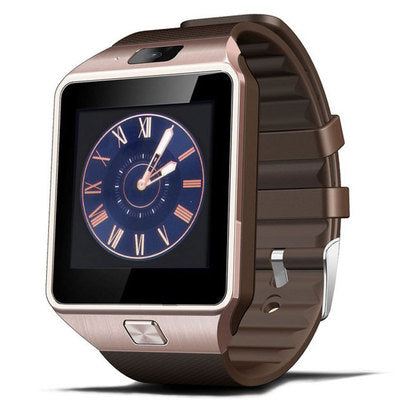 Smartwatch with a brown band on a white background