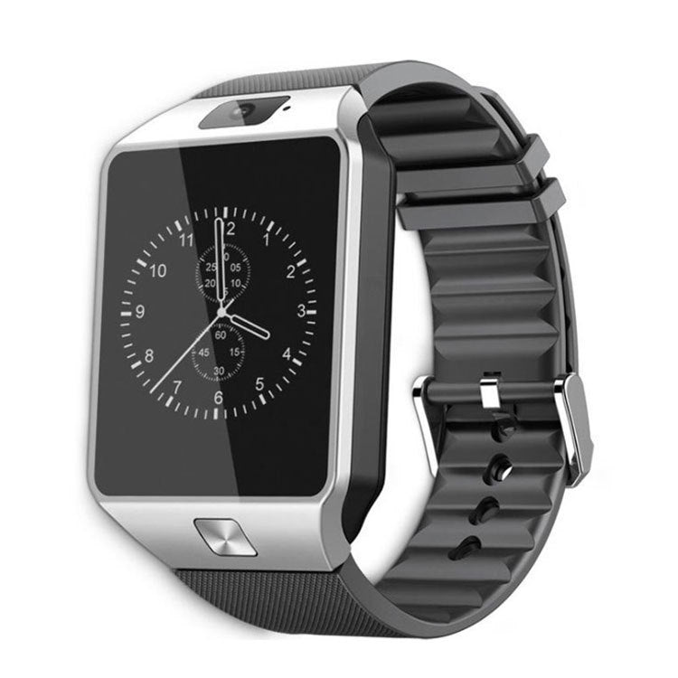 Smartwatch with a black strap on a white background