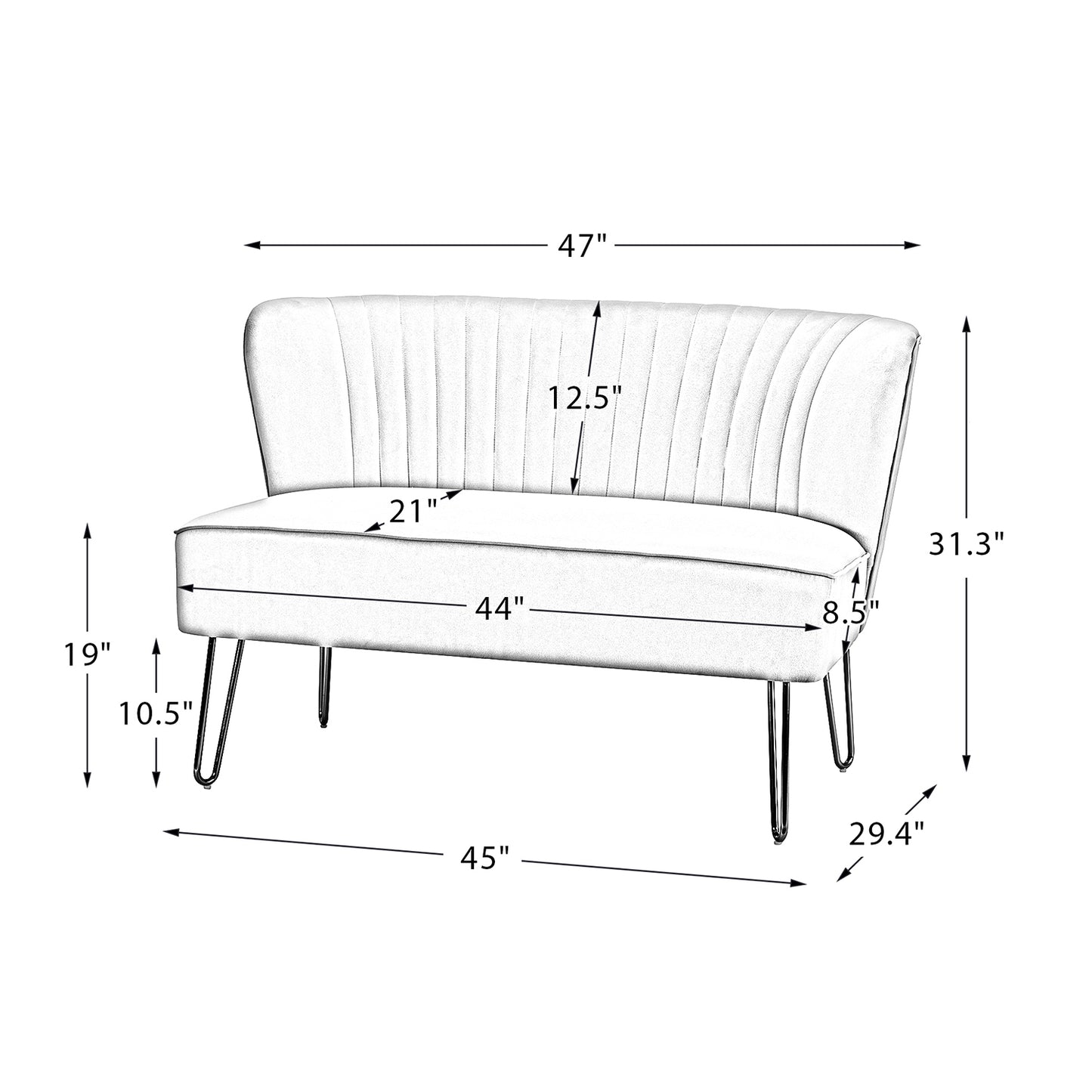 Eloisa 45"Loveseat-MUSTARD