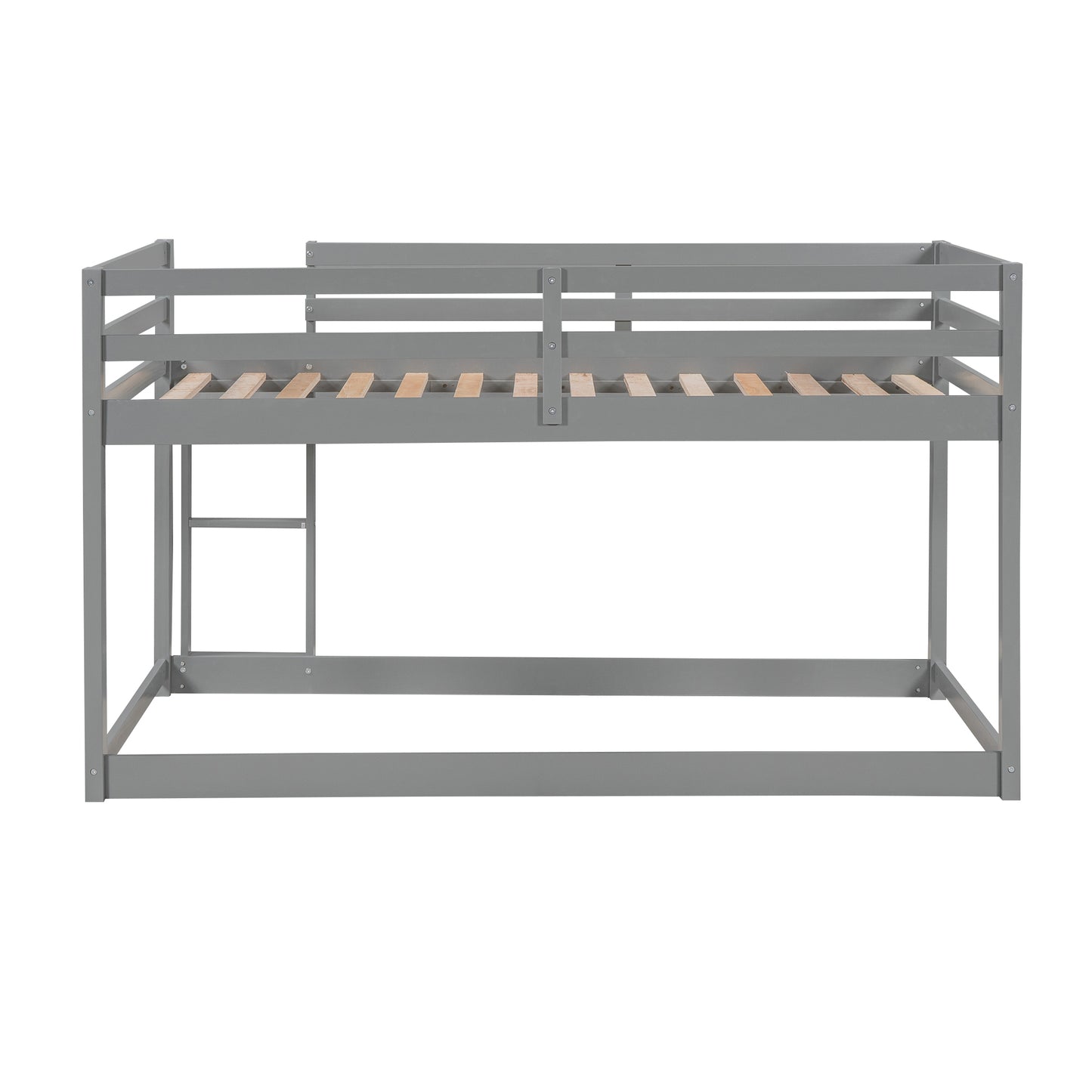 Twin over Twin Floor Bunk Bed with Ladder, Gray(Old SKU:WF293017AAE)