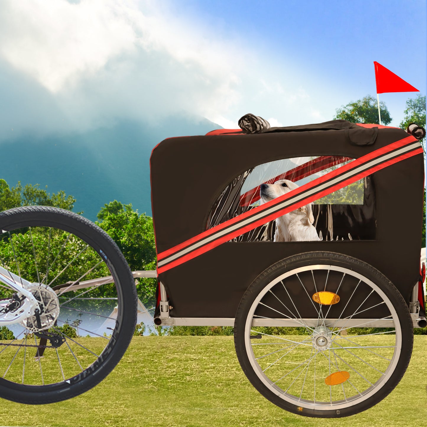 Outdoor Heavy Duty Foldable Utility Pet Stroller Dog Carriers Bicycle Trailer