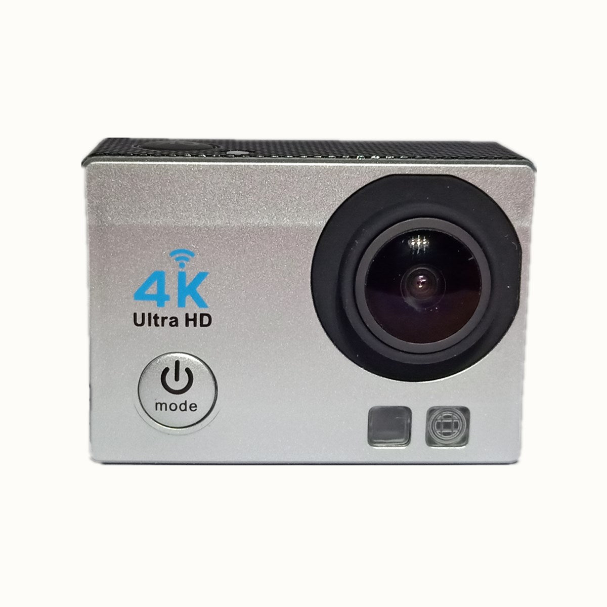 Action camera with 4K Ultra HD label on a white background