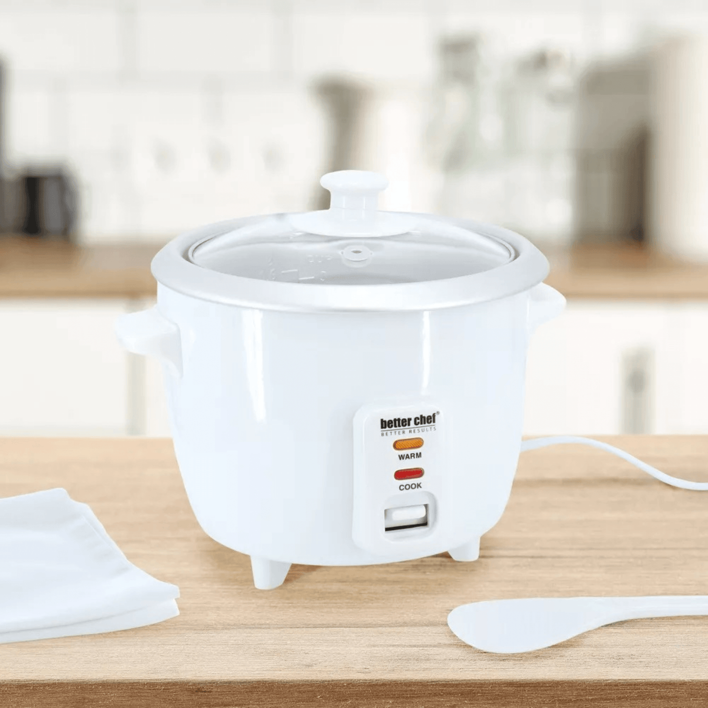 Better Chef 3 Cup - 6 Cups Cooked - Rice Cooker with Measuring Cup and