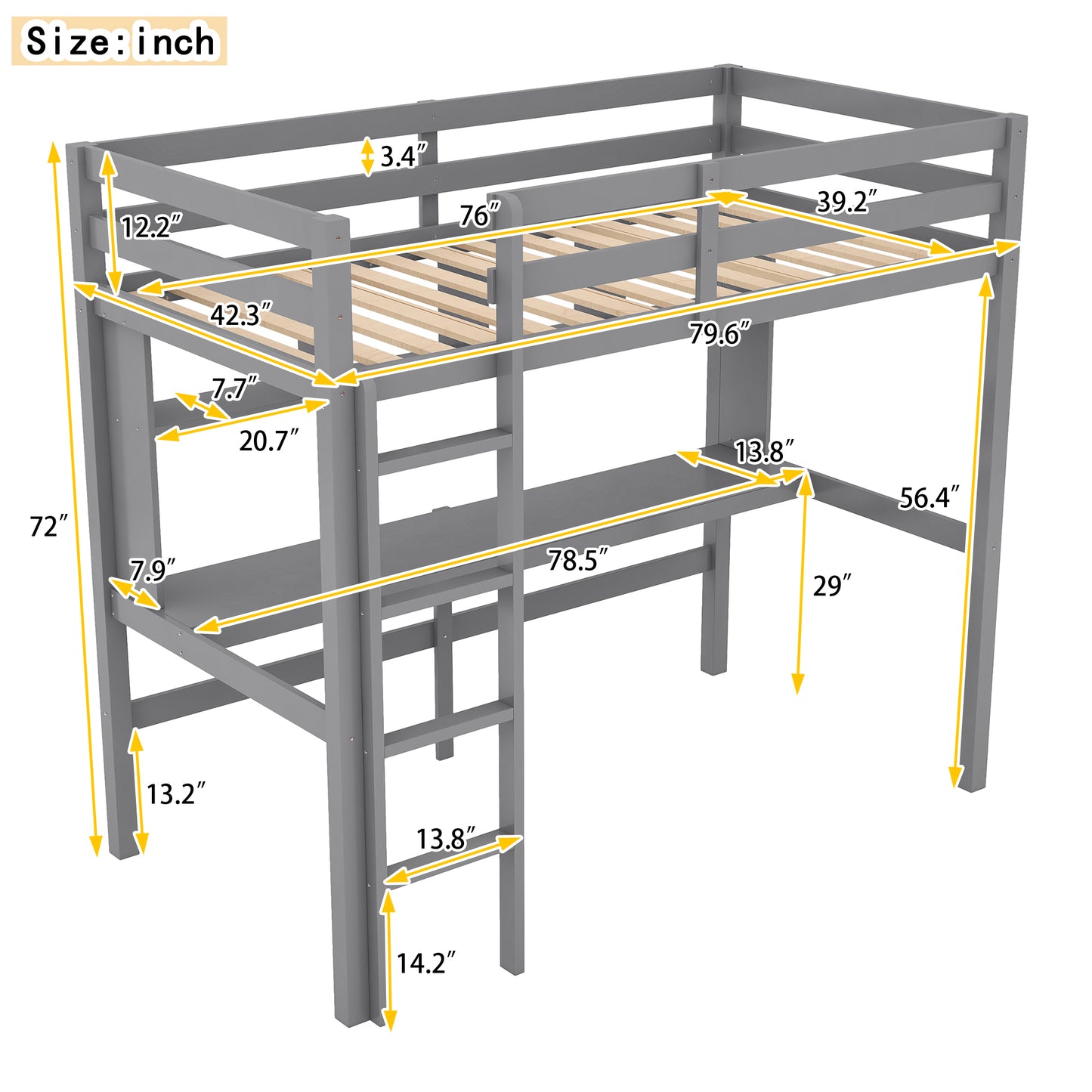 Twin Size Loft Bed with Convenient Desk, Shelves, and Ladder, White(Similar SKU:SM001302AAE)