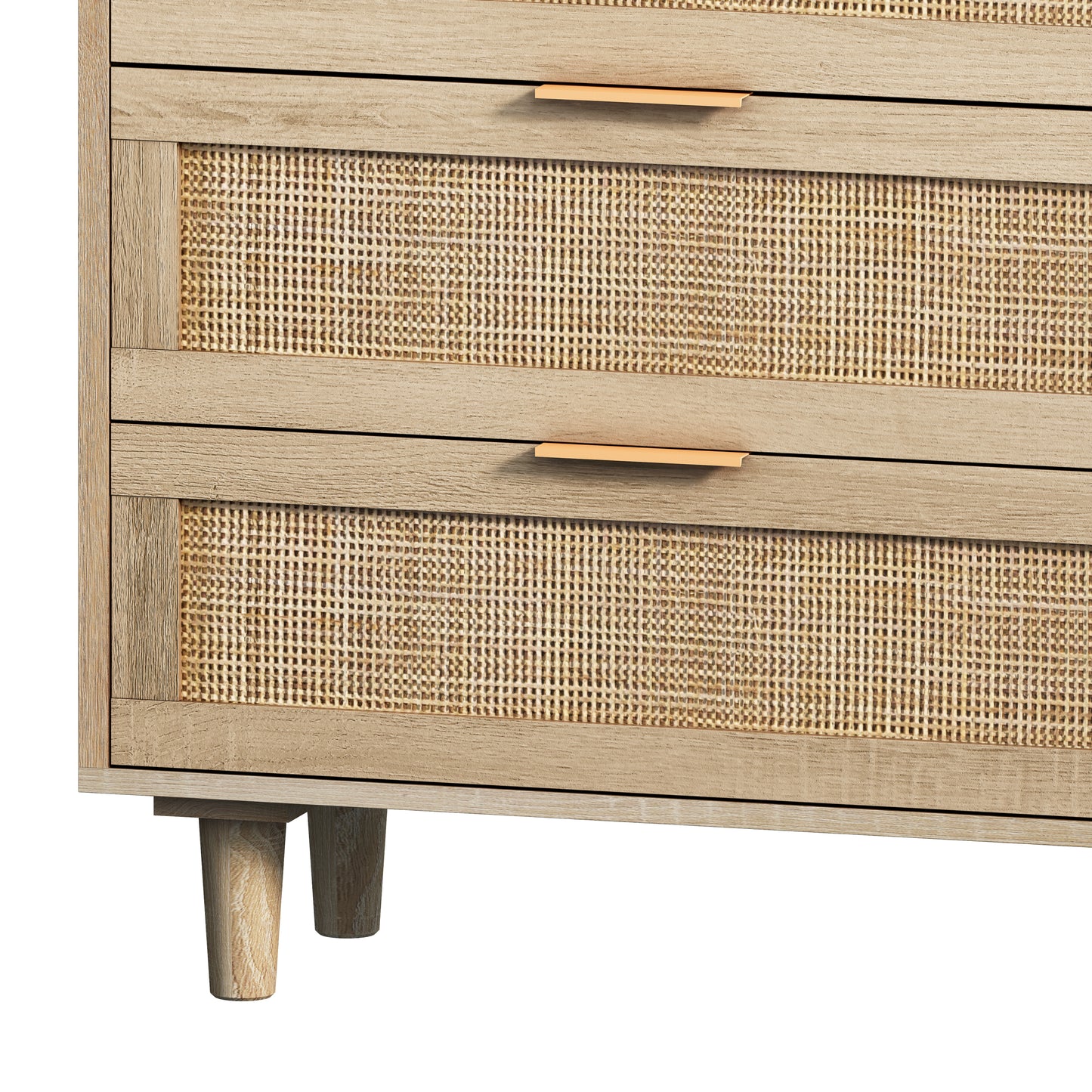 51.18"6-Drawers Rattan Storage Cabinet Rattan Drawer,for Bedroom,Living Room,Natural