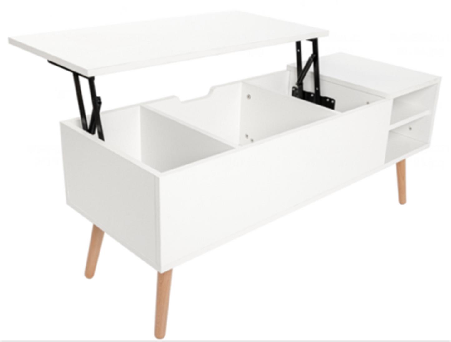 Solid wood legsCoffee Table,Accent Furniture Home Decor,Open Storage Shelf,Storage Coffee Table with Hidden Compartment and Adjustable Storage Shelf,LiftTabletopDiningTable for Living room color white