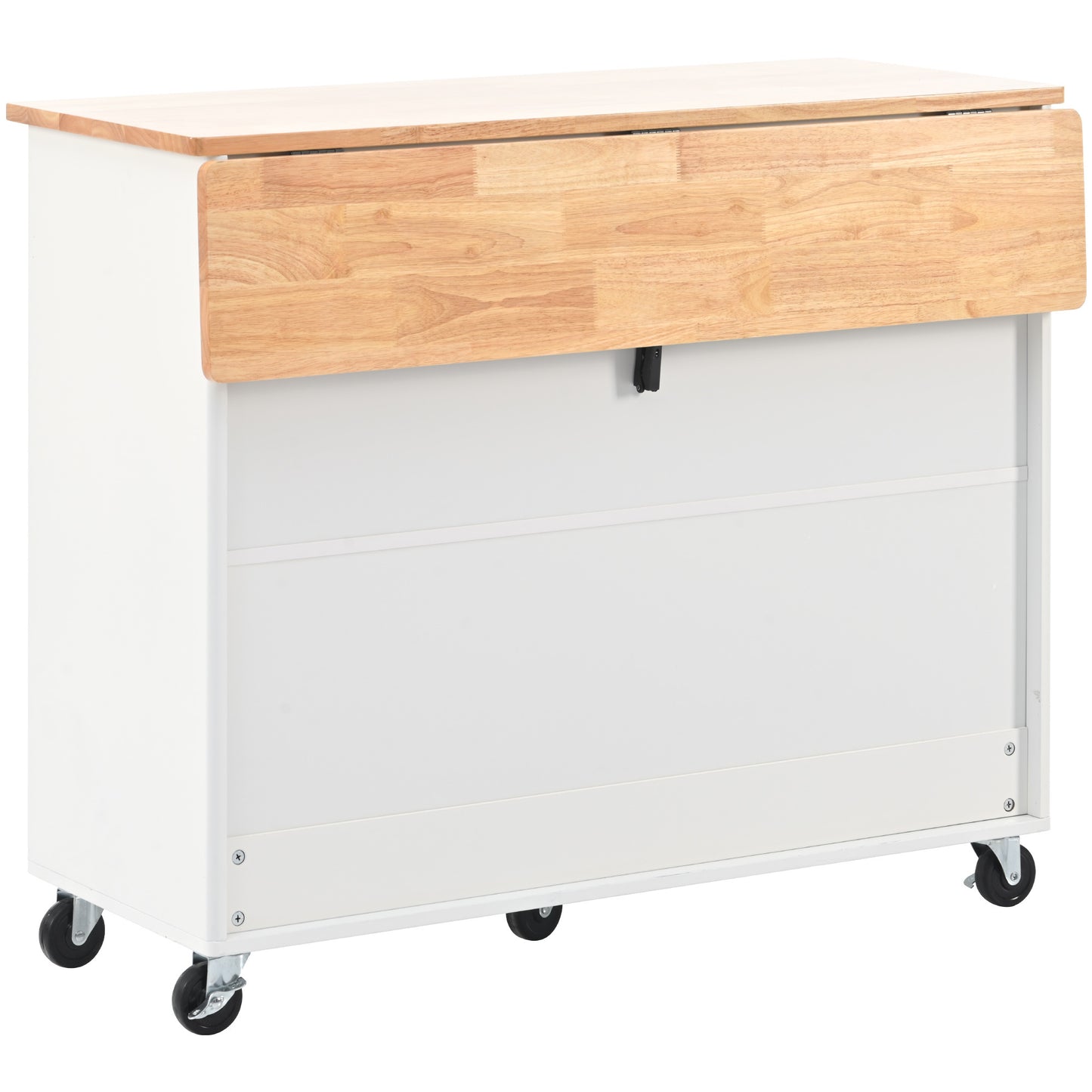 Kitchen Island with Drop Leaf, LED Light Kitchen Cart on Wheels with 2 Fluted Glass Doors and 1 Flip Cabinet Door, Large Kitchen Island Cart with an Adjustable Shelf and 2 Drawers (White)