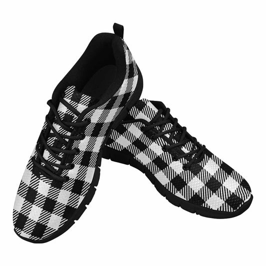 Sneakers For Men, Buffalo Plaid Black And White Running Shoe