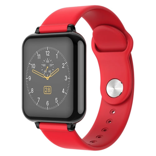 Smartwatch with a red band on a white background