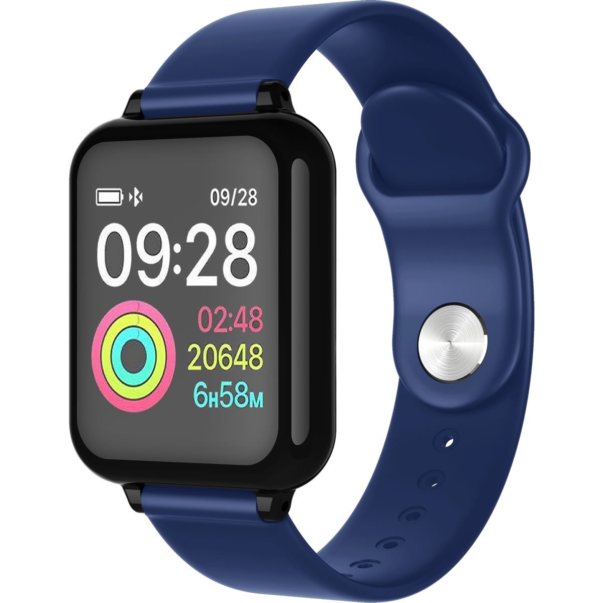 Smartwatch with a blue strap on a white background