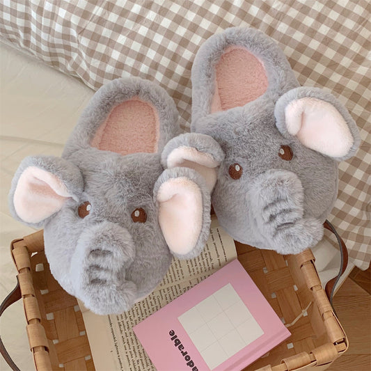 Plush Warm Indoor Cotton Shoes New Creative Three-dimensional Elephant Winter Baotou Cotton Slippers