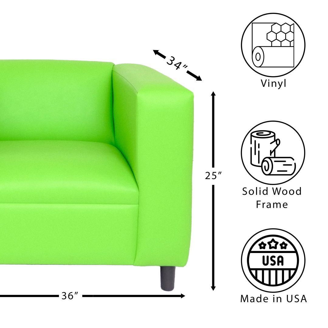 Green Faux Leather Sofa Chair, Modern Sofa Chair for Living Room, Bedroom and Apartment with Solid Wood Frame