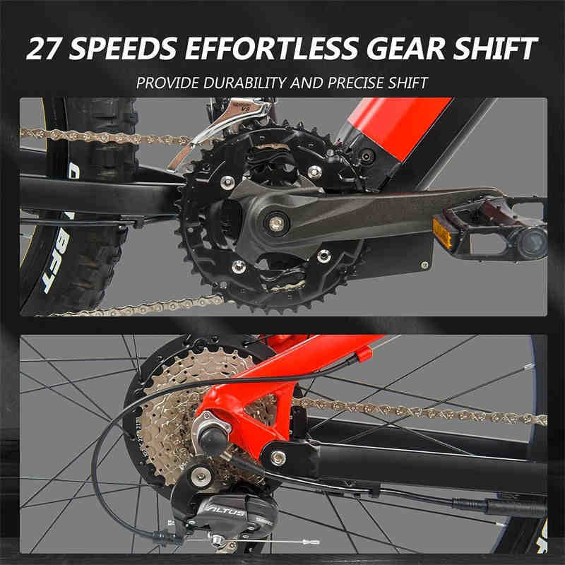 ⚡ Siroock™ Red 500W eMTB – 27.5" Electric Mountain Bike (48V, 7-Speed,