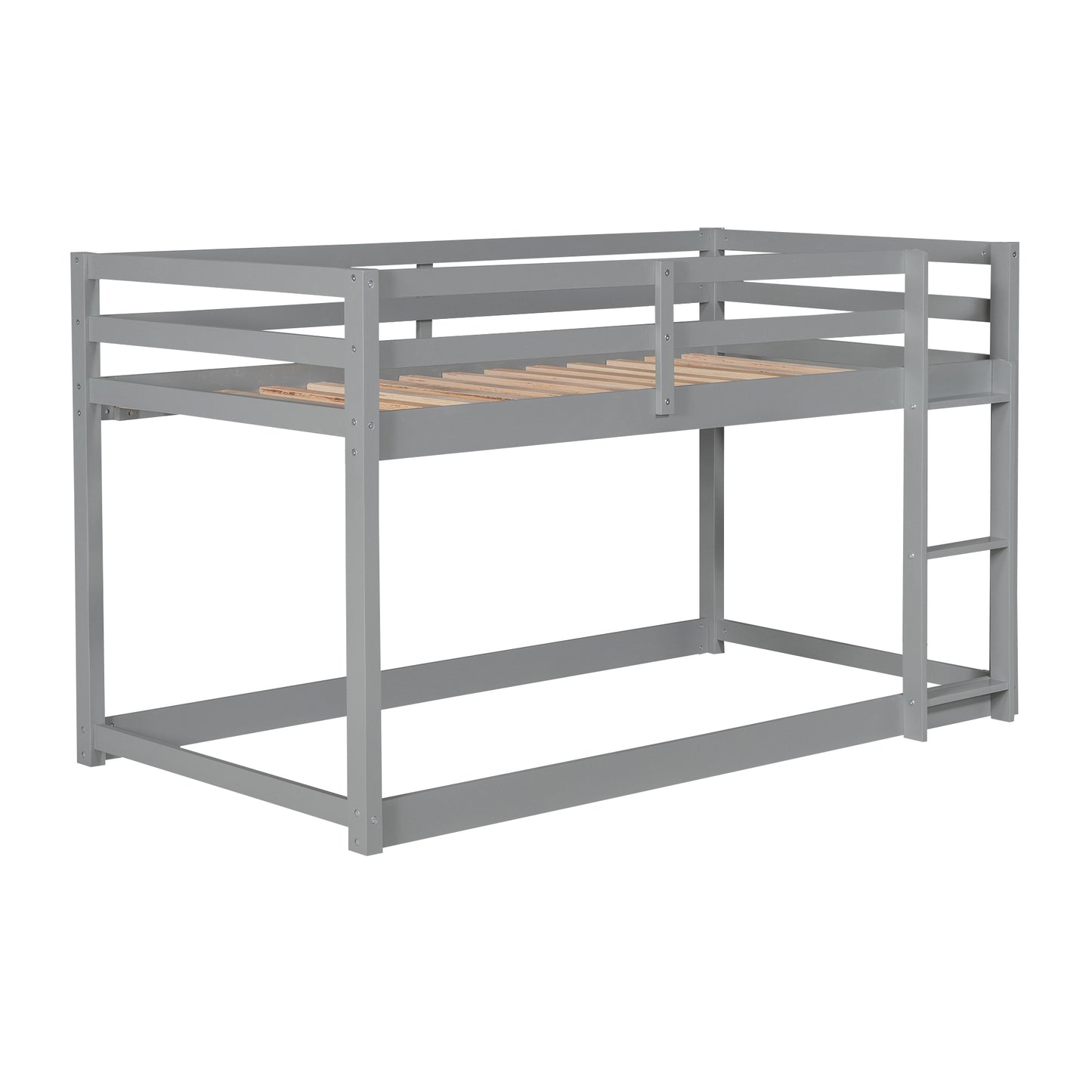 Twin over Twin Floor Bunk Bed with Ladder, Gray(Old SKU:WF293017AAE)