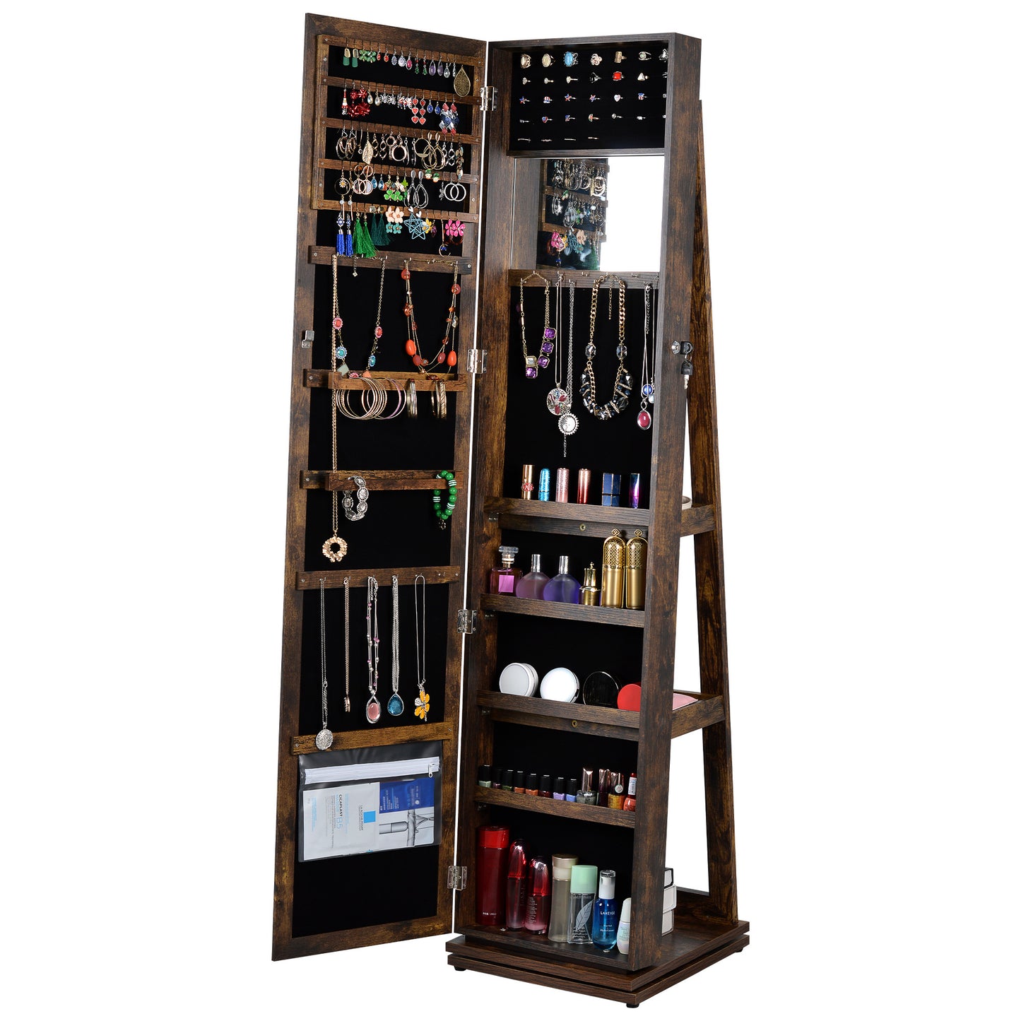 Full Length Mirror 360° Swivel Jewelry Cabinet