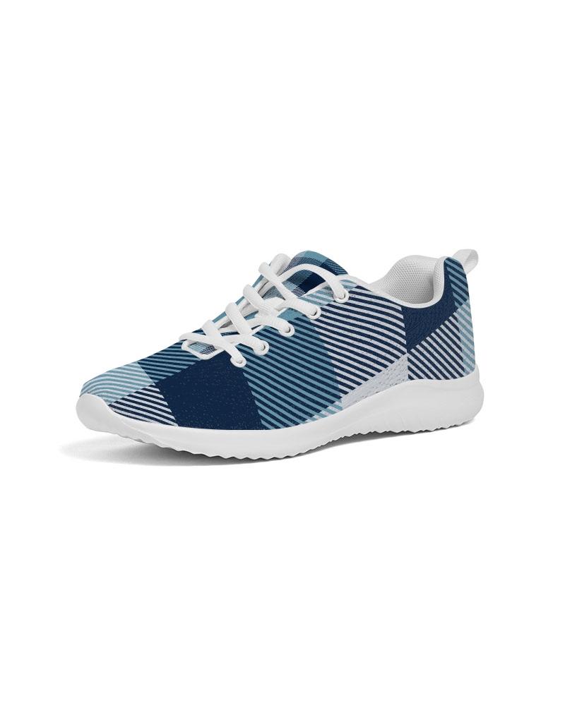 Mens Sneakers, Blue Plaid Low Top Canvas Running Shoes