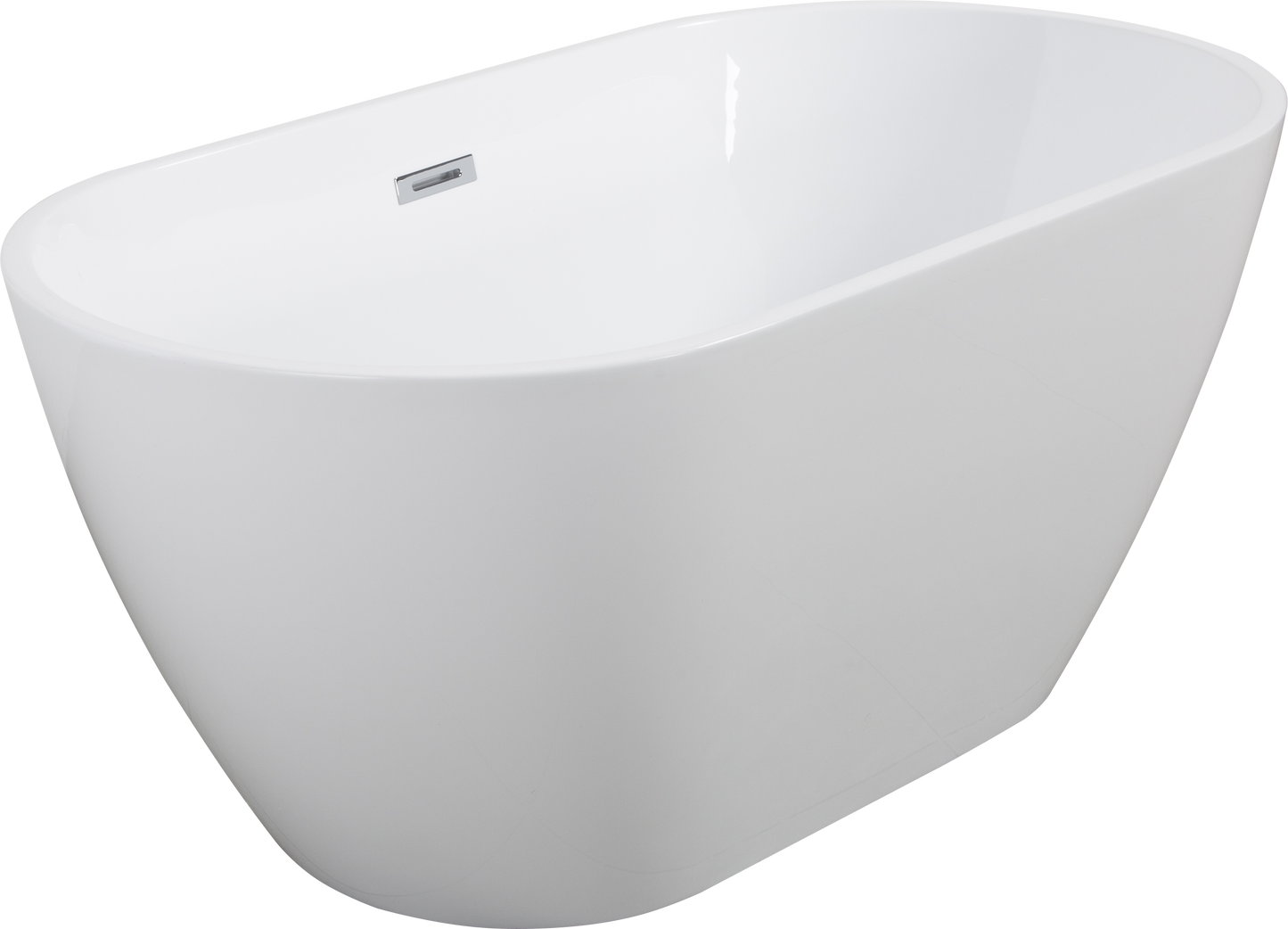 Sleek White Acrylic Freestanding Soaking Bathtub with Chrome Overflow and Drain, cUPC Certified - 55*28.35 23A09-55