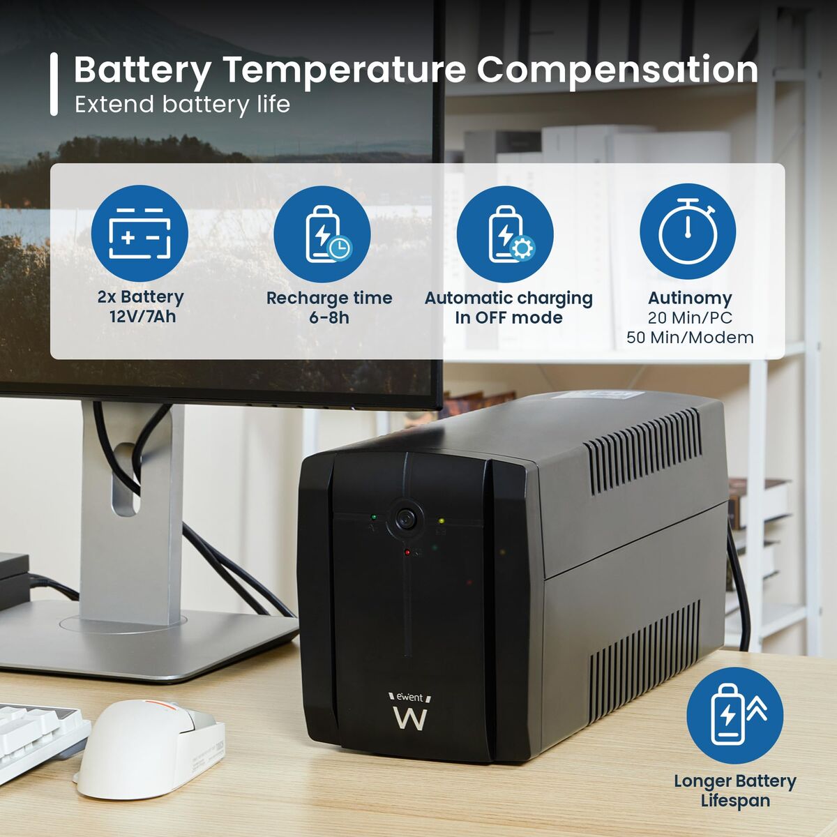 Uninterruptible Power Supply System Interactive UPS Ewent EW3997 720 W-6