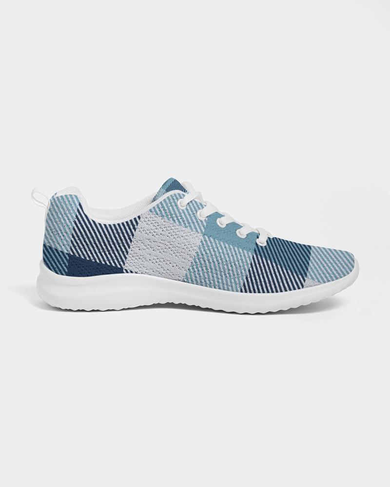 Mens Sneakers, Blue Plaid Low Top Canvas Running Shoes