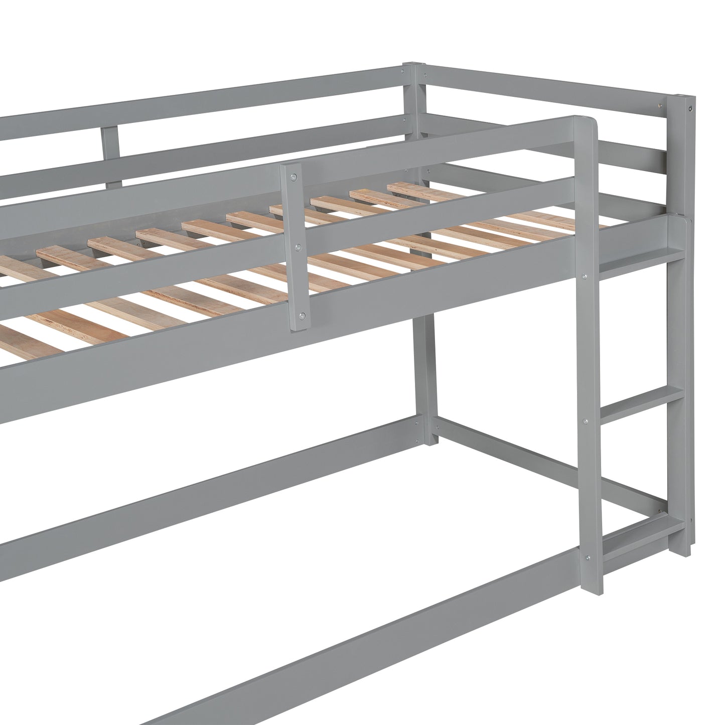 Twin over Twin Floor Bunk Bed with Ladder, Gray(Old SKU:WF293017AAE)