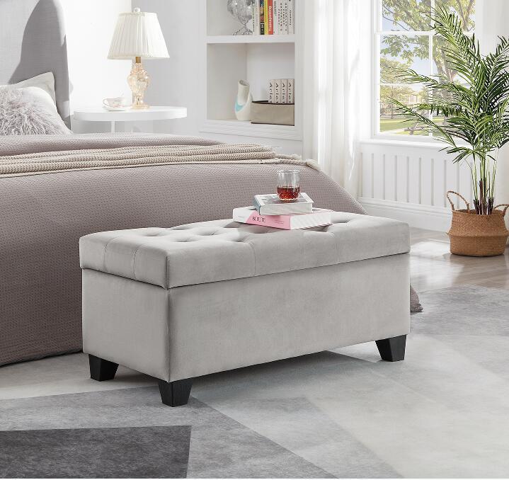 Upholstered Storage Rectangular bench for Entryway Bench,Bedroom End of Bed Bench Foot of Bed Bench Entryway.Charcoal Gray