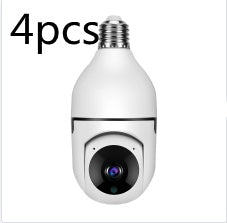 White security camera shaped like a light bulb with '4pcs' text above on a white background