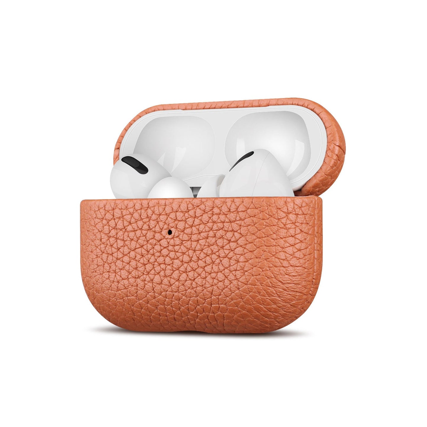 Lychee Leather Earphone Case Orange Fit