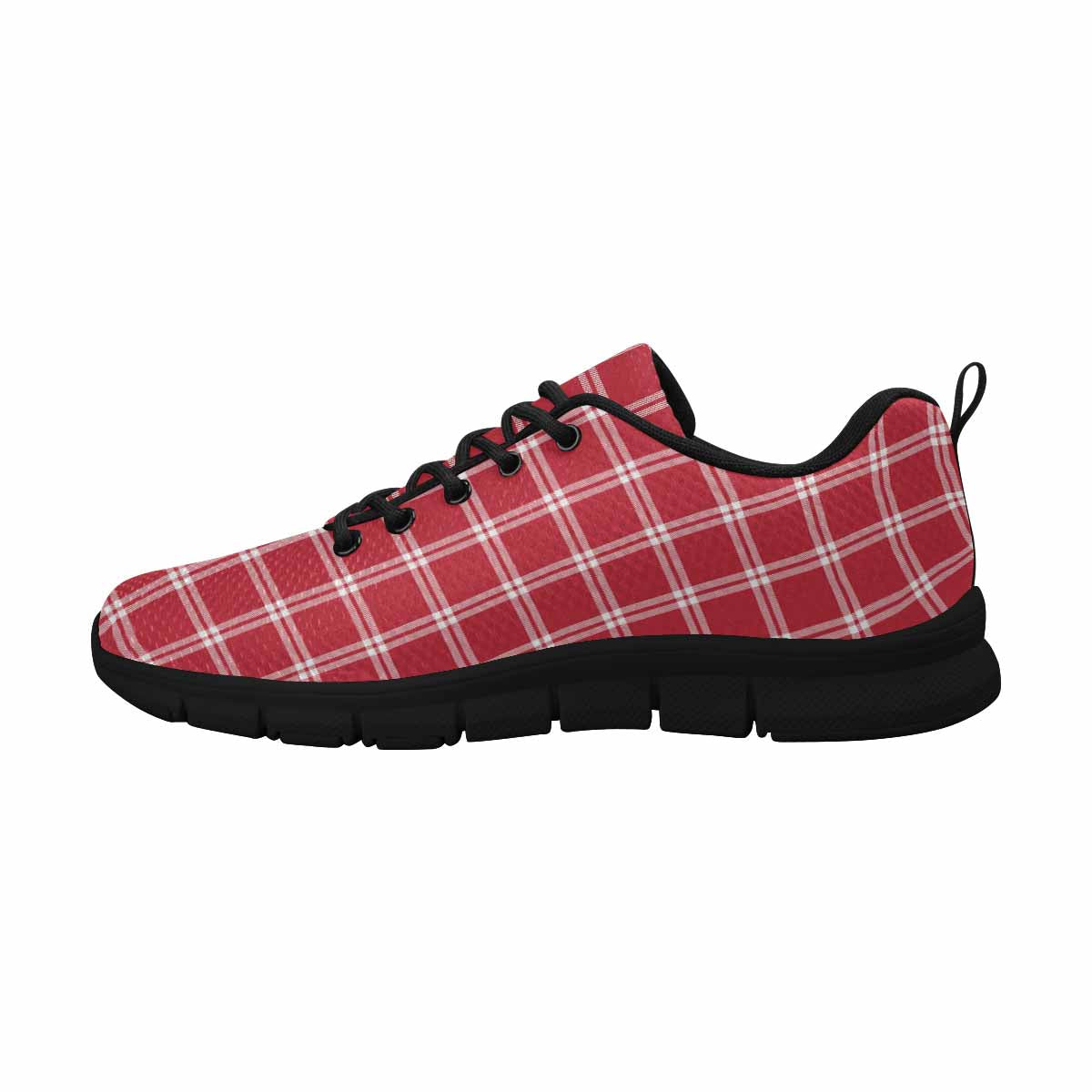 Sneakers For Men, Buffalo Plaid Red And White Running Shoes Dg864