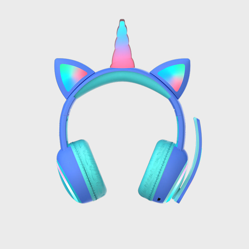 Shining Wireless Kids Headphones with Cat Ears Crown Design