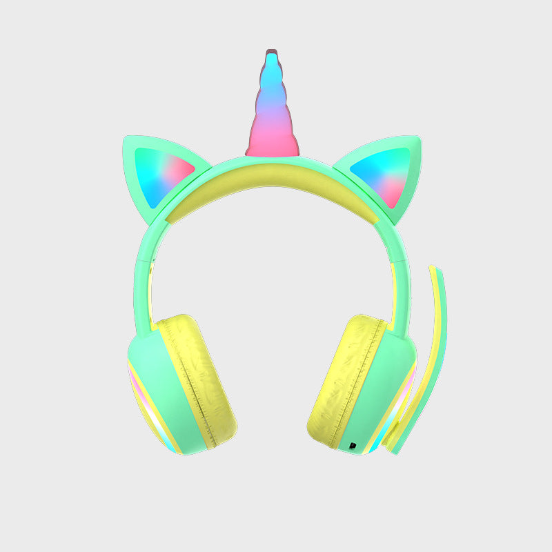 Shining Wireless Kids Headphones with Cat Ears Crown Design