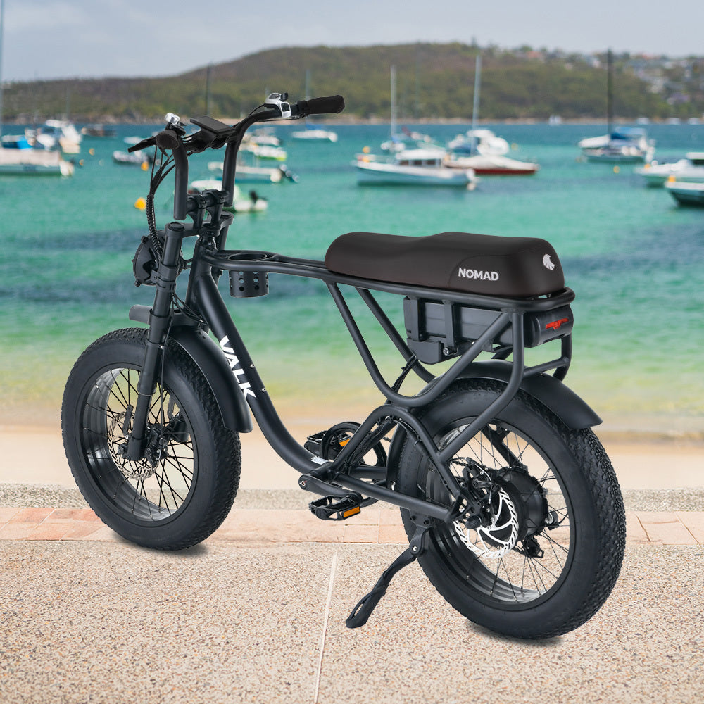 NNEMB Electric Fat Tyre Bike, 500W, 45km/hr, Throttle ebike, Disc Brakes, Shimano 7 spd, 20x4' Kenda Tyres, Suspension, Black-2