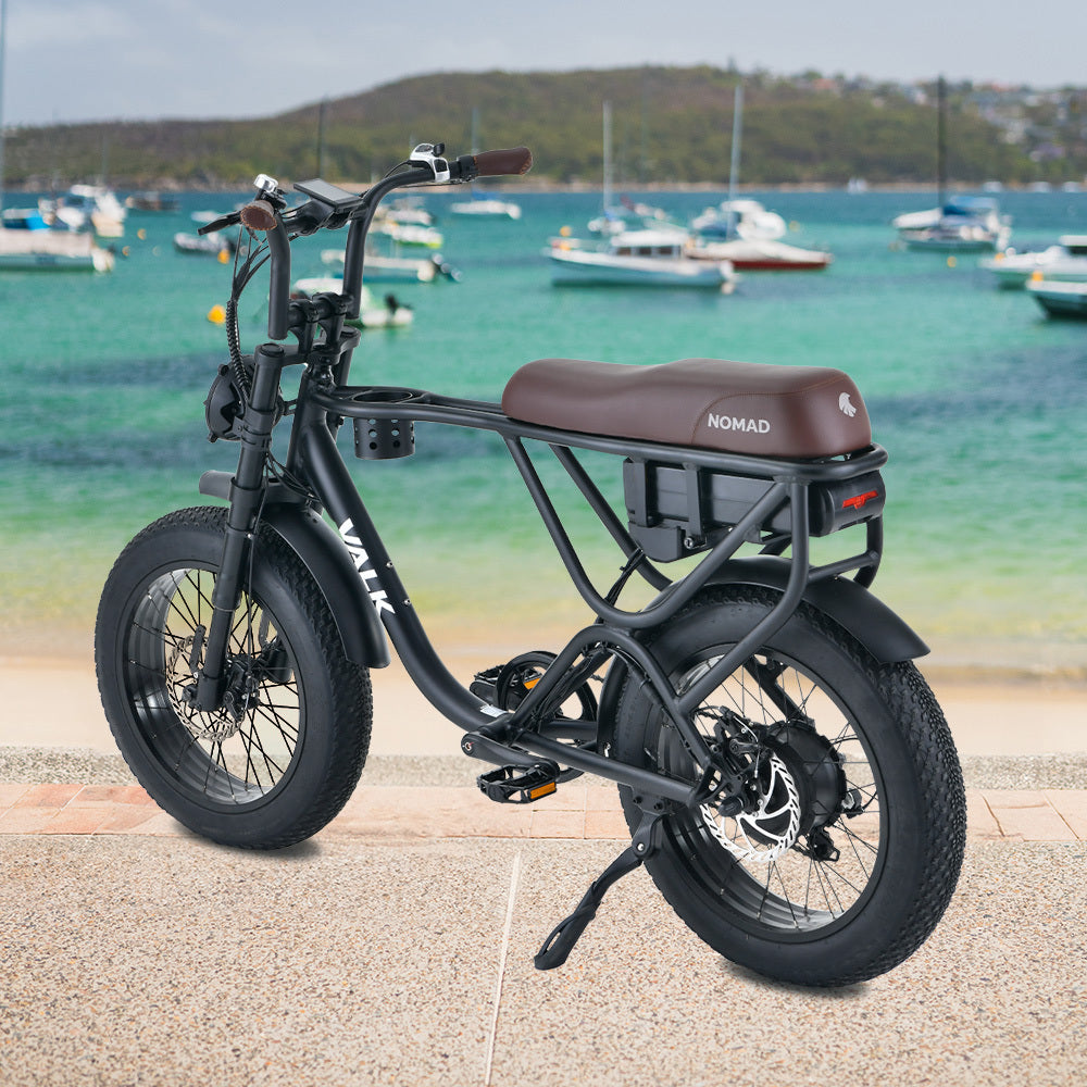 NNEMB Electric Fat Tyre Bike, 500W, 45km/hr, Throttle ebike, 20x4' Kenda Tyres, Shimano 7 spd, Suspension, Black-1