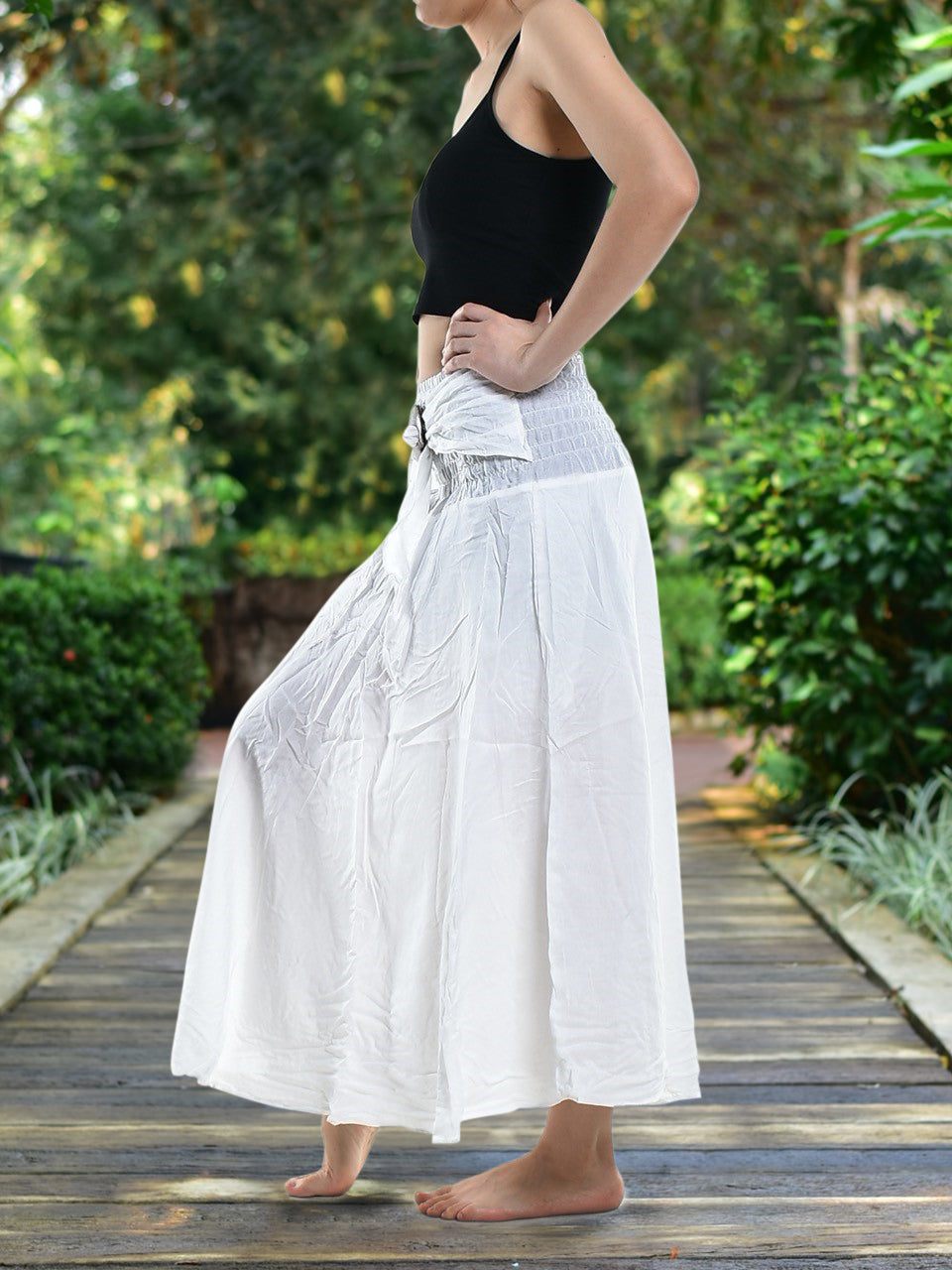 Bohotusk Plain White Beach Dress (& Long Skirt With Coconut Buckle)